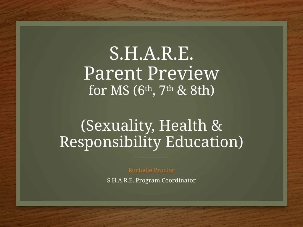 S.H.A.R.E. Parent Preview for MS (6th, 7th & 8th) - slide 1 of 12