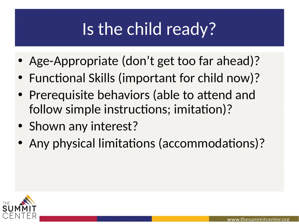 Striving for Independence: Teaching Self-Help - slide 11 of 40