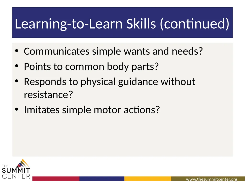 Striving for Independence: Teaching Self-Help - slide 13 of 40