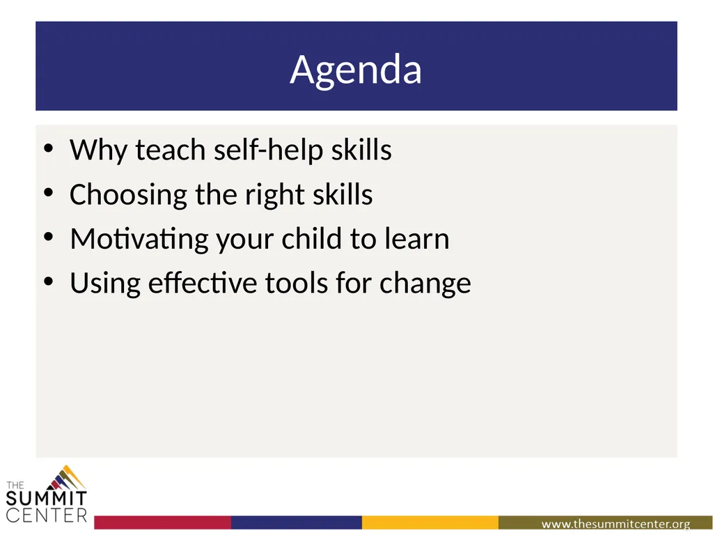 Striving for Independence: Teaching Self-Help - slide 3 of 40