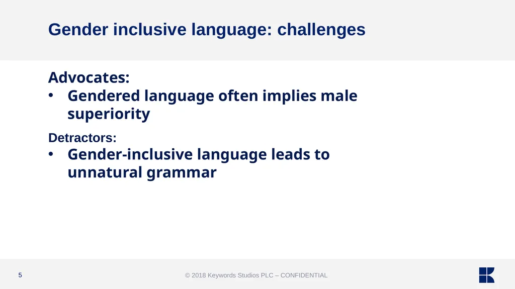 GENDER-INCLUSIVE LANGUAGE IN GAMES AND ITS - slide 5 of 15