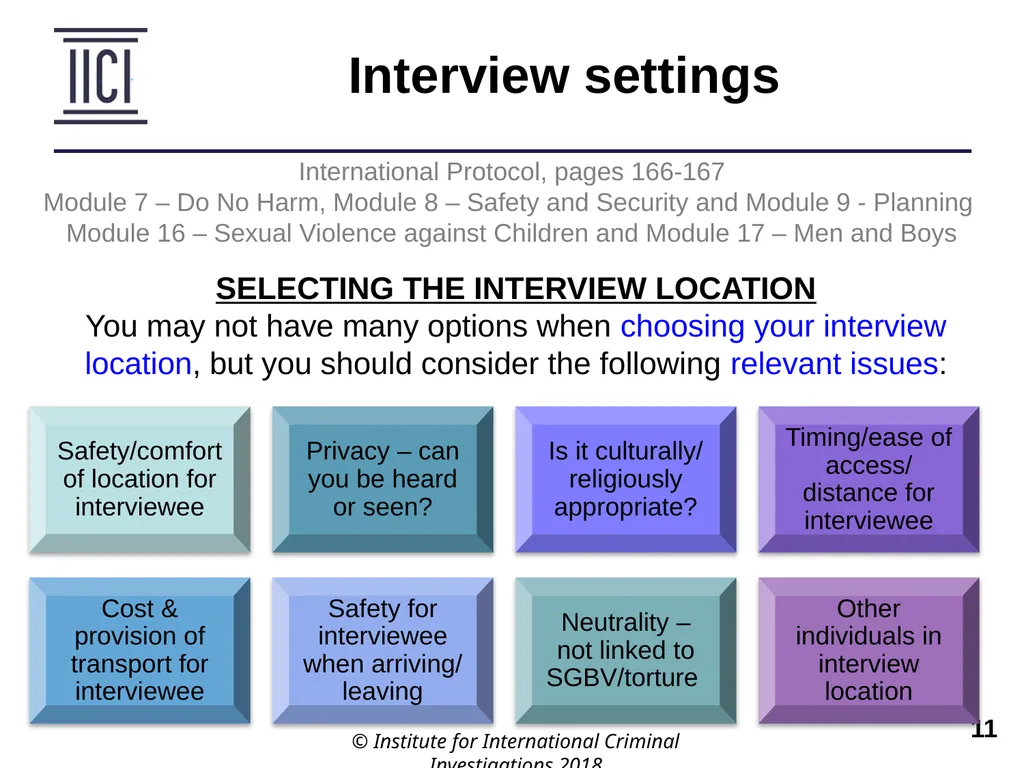 Interviewing INTERNATIONAL PROTOCOL PART V – - slide 11 of 37