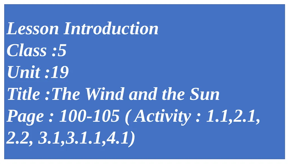 GOOD MORNING Lesson Introduction Class :5 Unit :19 - slide 3 of 18