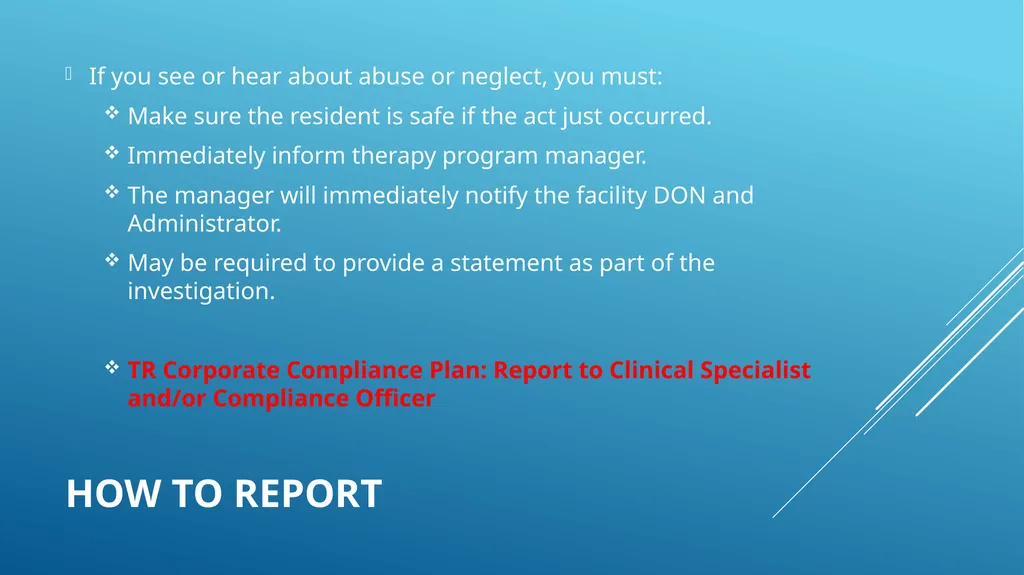Abuse, neglect and prevention in skilled nursing - slide 24 of 25