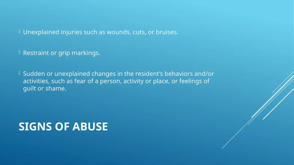 Abuse, neglect and prevention in skilled nursing - slide 11 of 25
