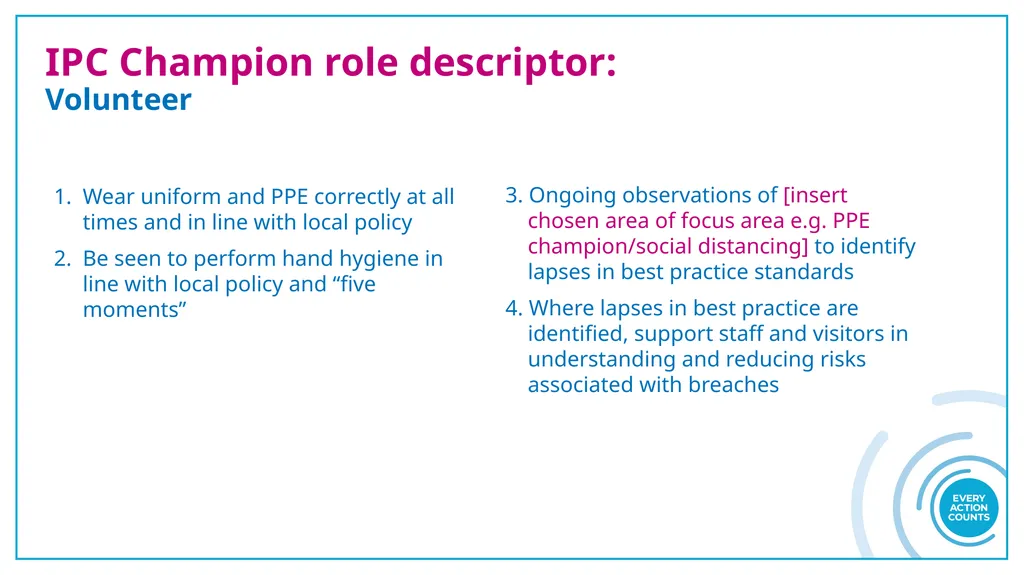 Infection Prevention and Control (IPC) Role - slide 10 of 10