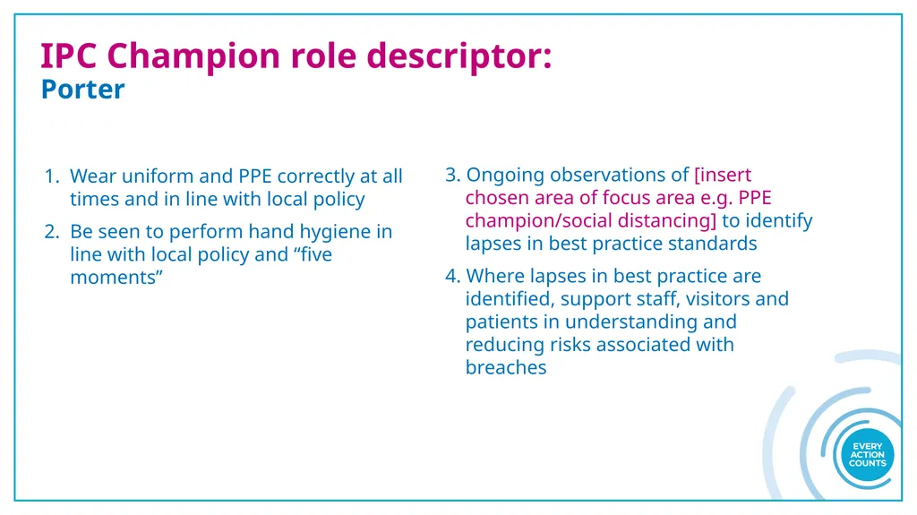 Infection Prevention and Control (IPC) Role - slide 8 of 10