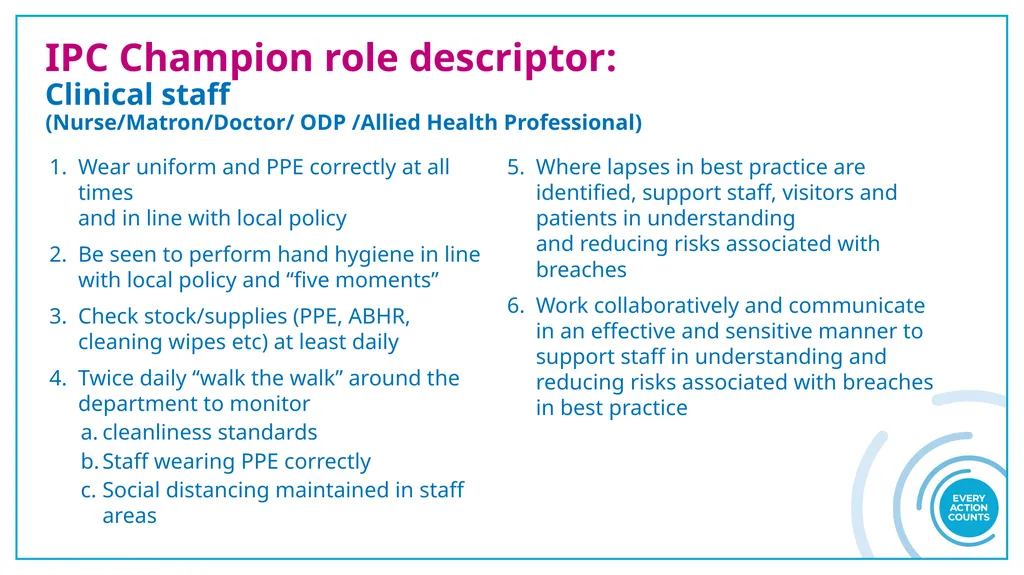 Infection Prevention and Control (IPC) Role - slide 9 of 10