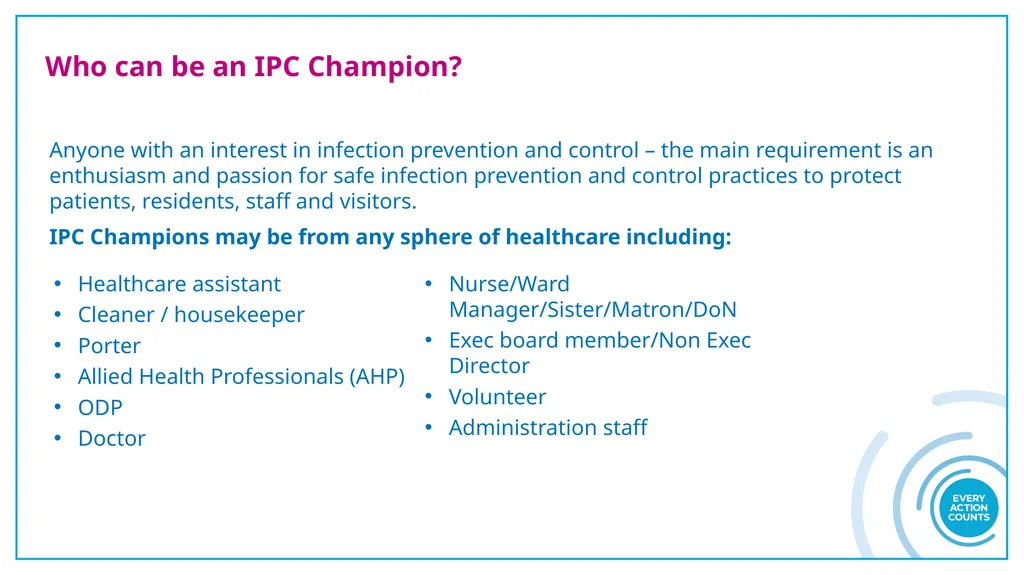Infection Prevention and Control (IPC) Role - slide 4 of 10