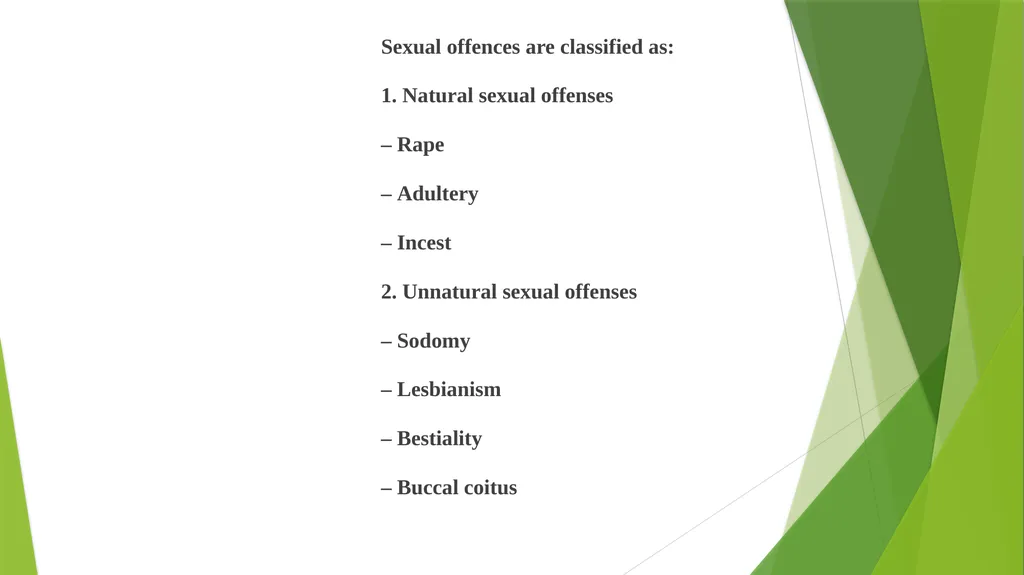 Virginity, sexual offenses and Perversions - slide 20 of 23
