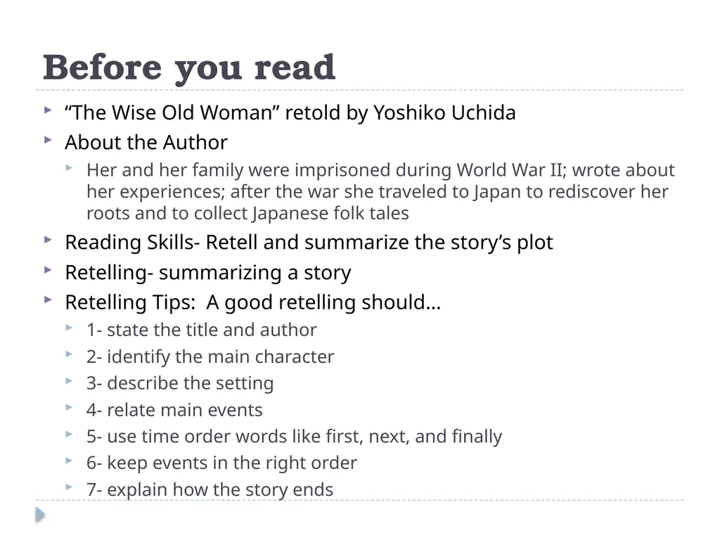 Collection 1- Telling Stories 8th Grade - slide 5 of 24