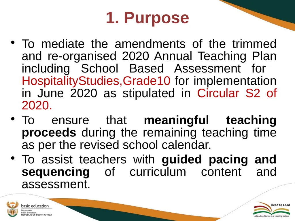 2020 REVISED CURRICULUM AND ASSESSMENT PLANS - slide 3 of 27