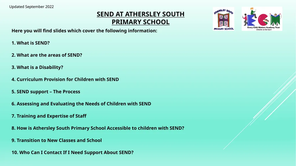 SEND at Athersley South Primary School Here you - slide 1 of 11