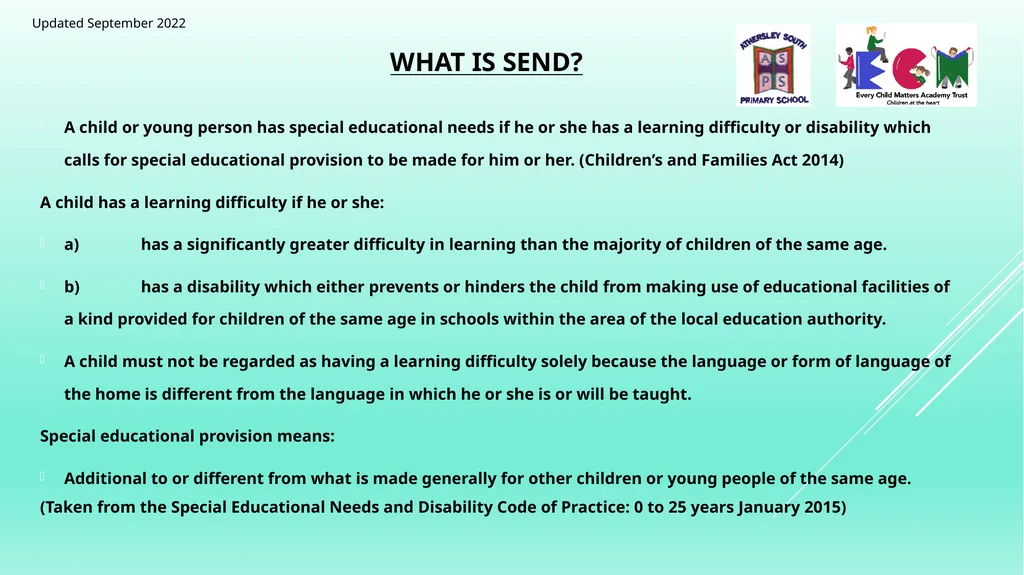 SEND at Athersley South Primary School Here you - slide 2 of 11