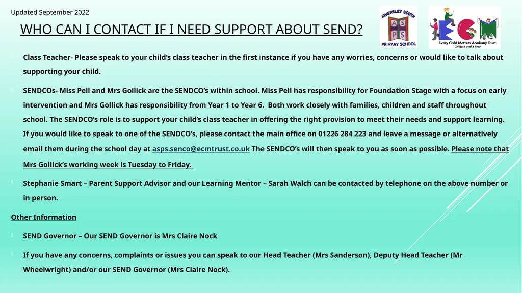 SEND at Athersley South Primary School Here you - slide 11 of 11
