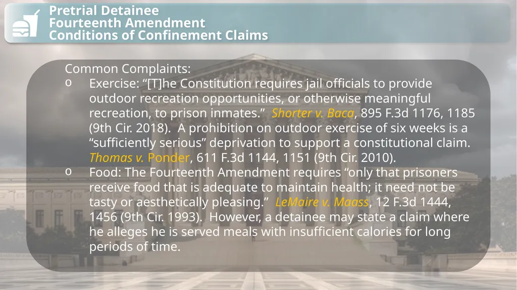 Substantive Law in Pretrial Detainee and Prisoner - slide 9 of 79