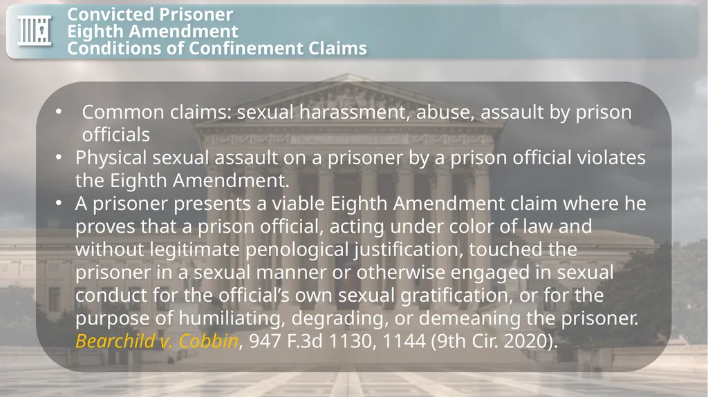 Substantive Law in Pretrial Detainee and Prisoner - slide 28 of 79