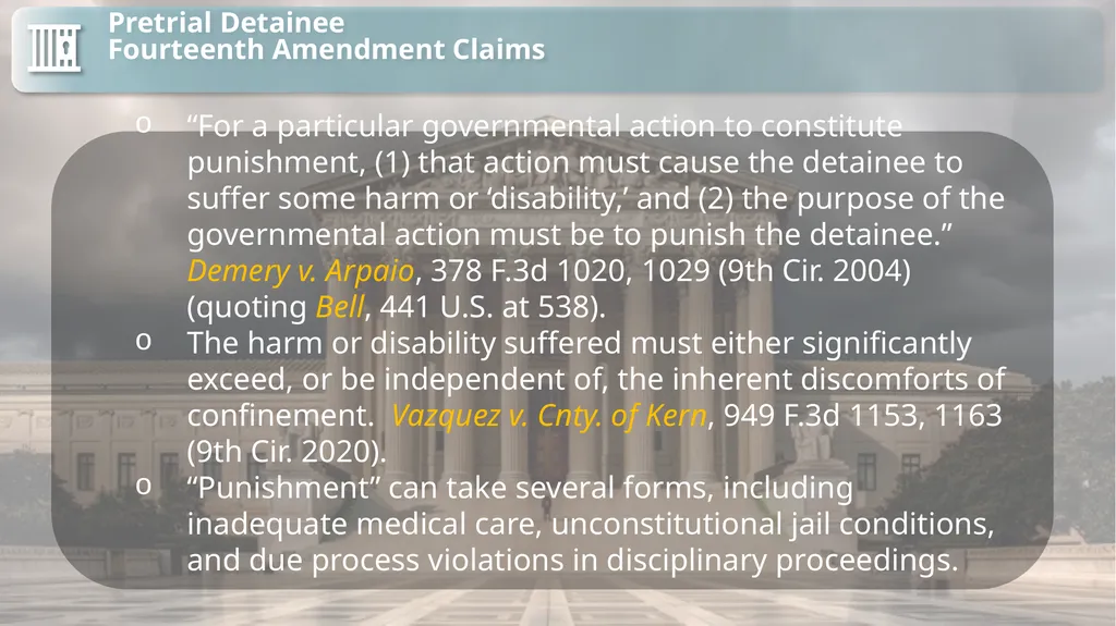 Substantive Law in Pretrial Detainee and Prisoner - slide 4 of 79