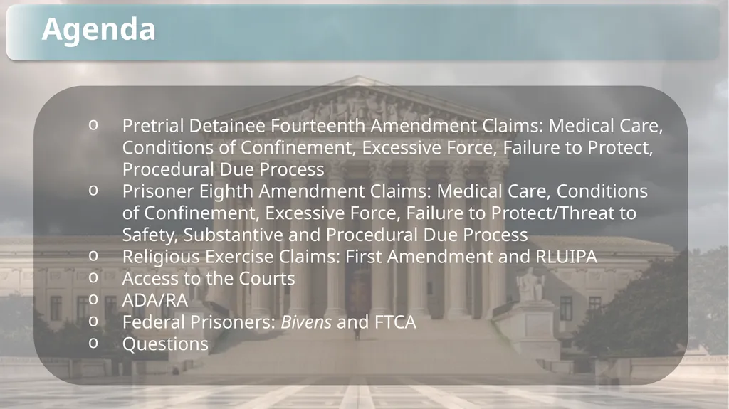 Substantive Law in Pretrial Detainee and Prisoner - slide 2 of 79