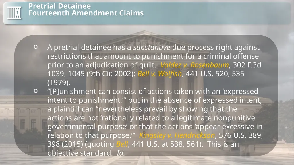 Substantive Law in Pretrial Detainee and Prisoner - slide 3 of 79