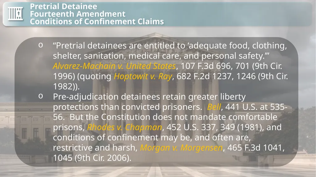 Substantive Law in Pretrial Detainee and Prisoner - slide 8 of 79