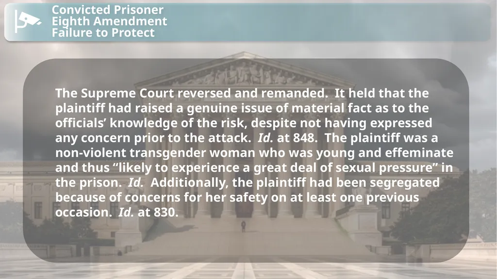 Substantive Law in Pretrial Detainee and Prisoner - slide 62 of 79