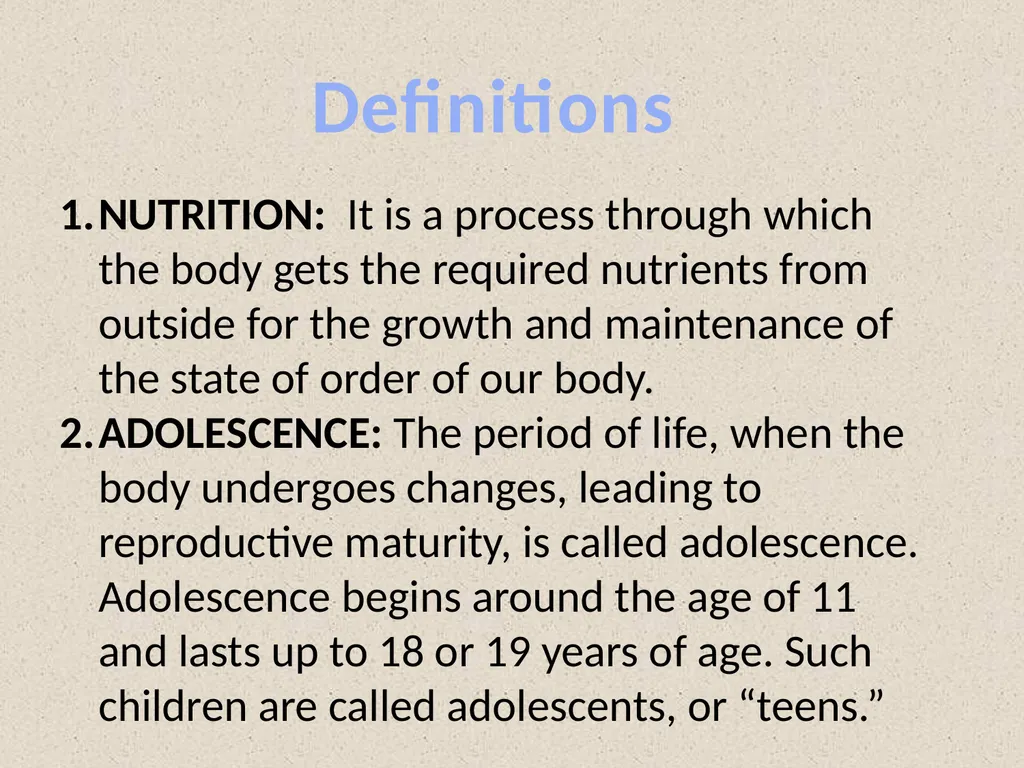 Nutrition in Girls Class X-B Teacher In charge-Ms. - slide 3 of 26