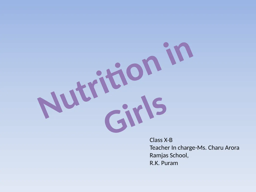 Nutrition in Girls Class X-B Teacher In charge-Ms. - slide 1 of 26
