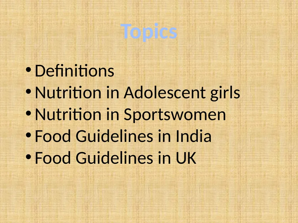 Nutrition in Girls Class X-B Teacher In charge-Ms. - slide 2 of 26