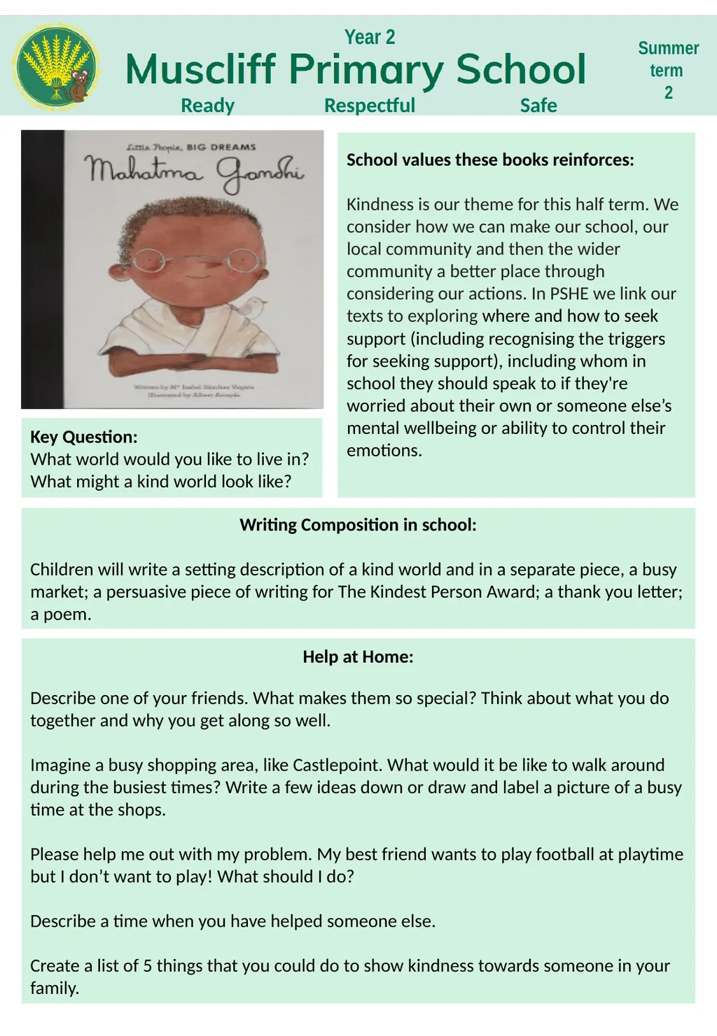 Summer 2 Ready Respectful Safe Year 2 Why these - slide 2 of 3