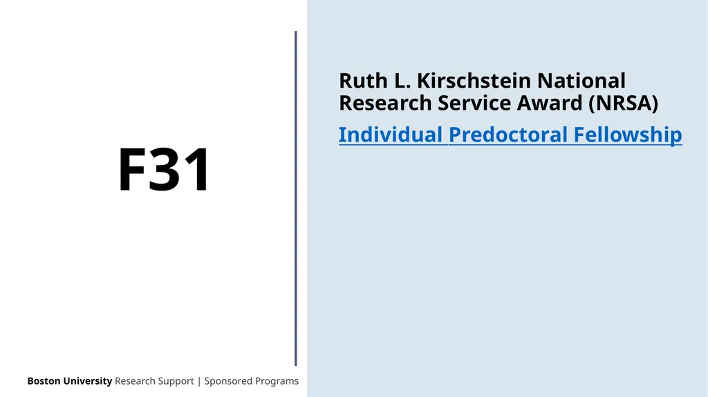 NIH ‘F’ Series NRSA Guidance Sponsored Programs - slide 4 of 35
