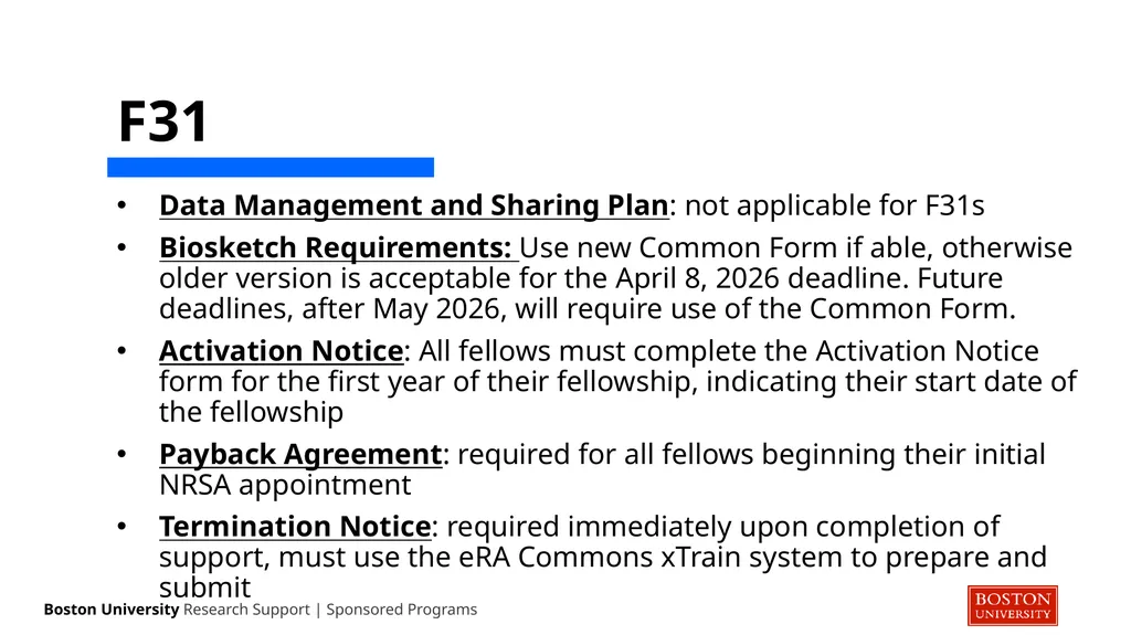 NIH ‘F’ Series NRSA Guidance Sponsored Programs - slide 7 of 35