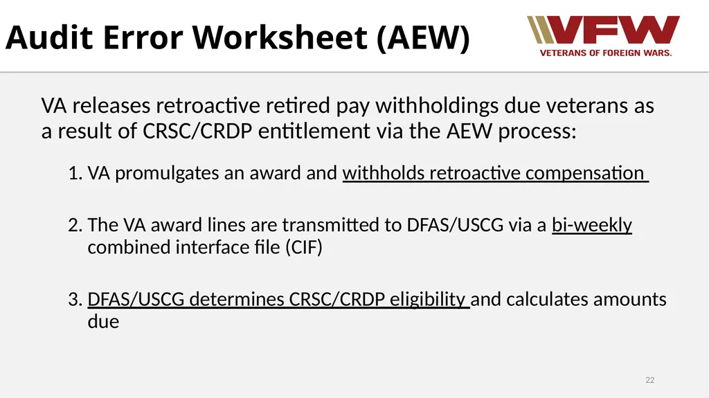 Concurrent Retirement and Disability Pay (CRDP) - slide 22 of 31