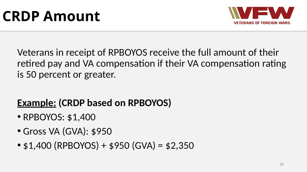 Concurrent Retirement and Disability Pay (CRDP) - slide 18 of 31