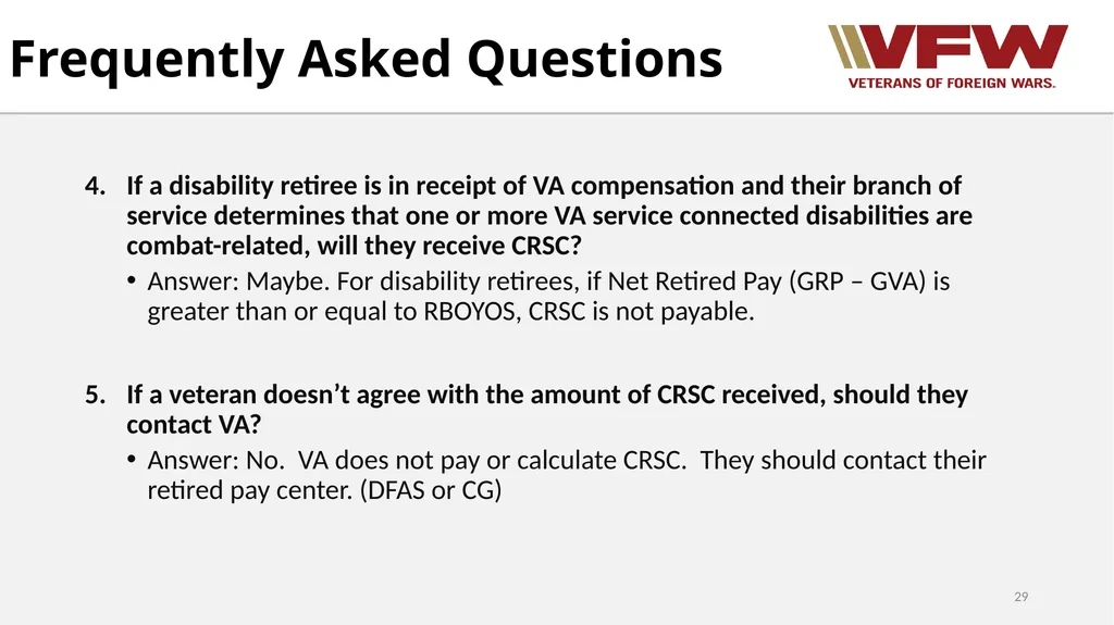 Concurrent Retirement and Disability Pay (CRDP) - slide 29 of 31
