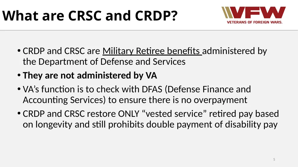Concurrent Retirement and Disability Pay (CRDP) - slide 5 of 31