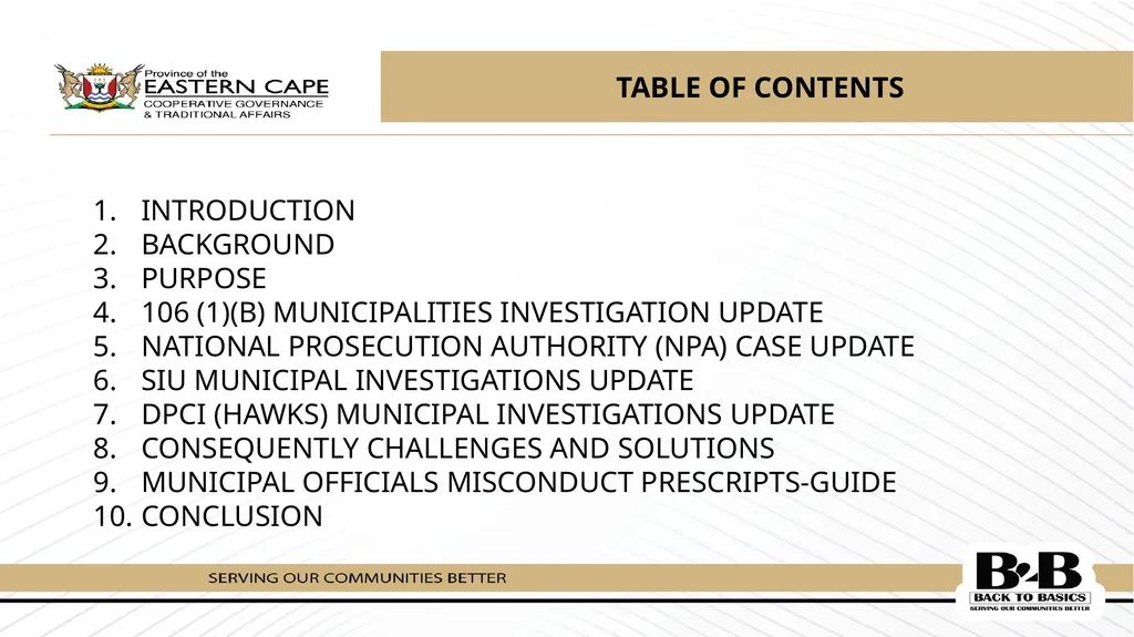 PRESENTATION TO THE STANDING COMMITTEE ON PUBLIC - slide 2 of 39