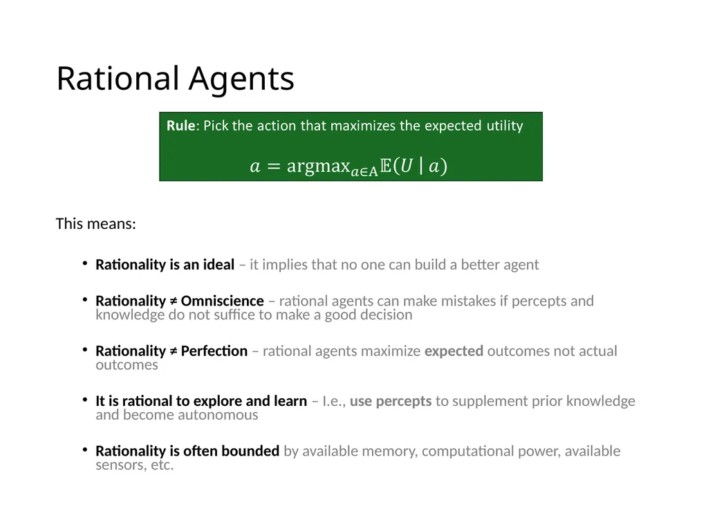 CS 5/7320 Artificial Intelligence Intelligent - slide 9 of 48
