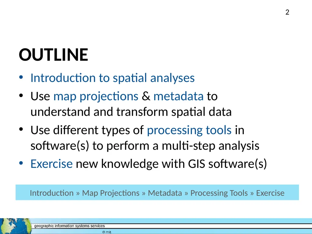 GIS Level 2: Introduction to Spatial Analysis - slide 2 of 70