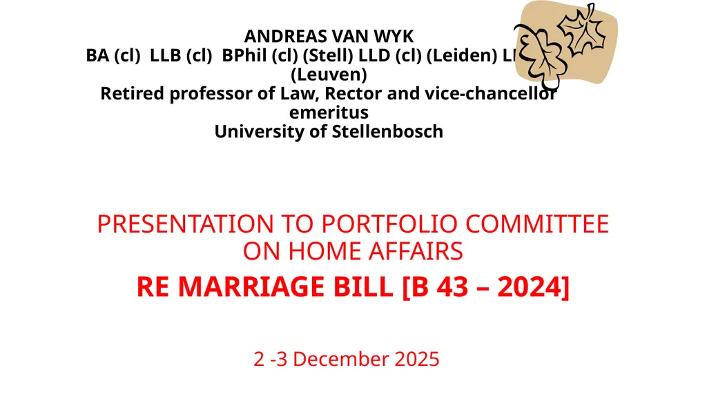ANDREAS VAN WYK BA (cl) LLB (cl) BPhil (cl) - slide 1 of 6