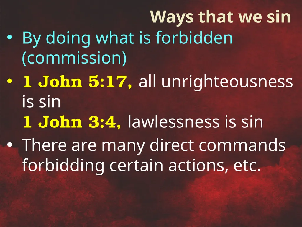 Understanding Sin To miss the mark Transgression – - slide 5 of 18