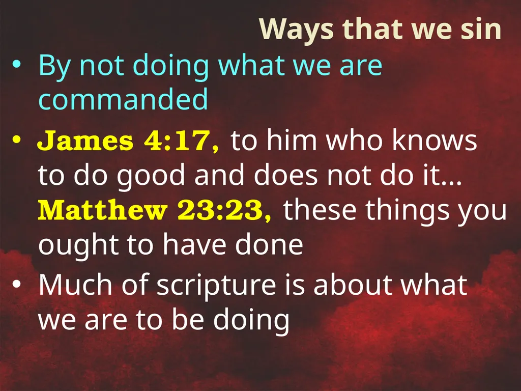 Understanding Sin To miss the mark Transgression – - slide 6 of 18