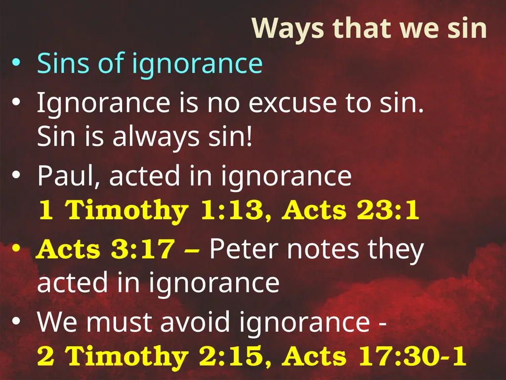 Understanding Sin To miss the mark Transgression – - slide 9 of 18