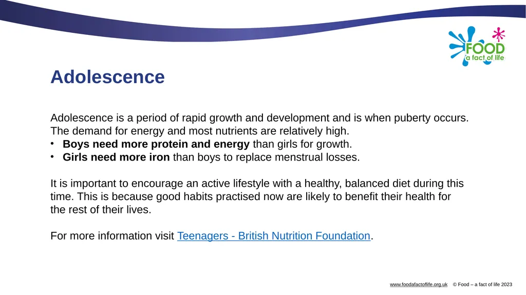 Nutritional needs through life The key stages in - slide 27 of 40