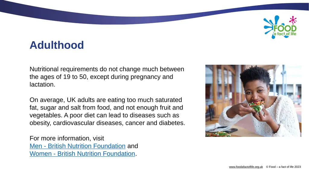 Nutritional needs through life The key stages in - slide 29 of 40