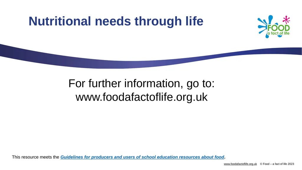 Nutritional needs through life The key stages in - slide 40 of 40