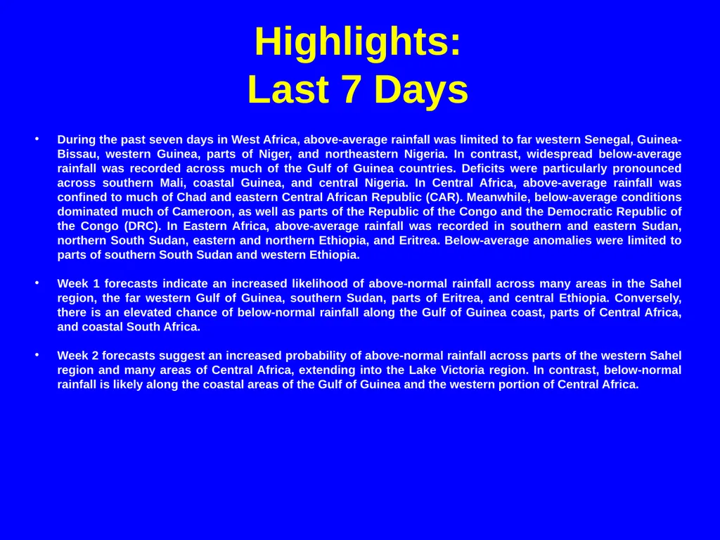The African Monsoon Recent Evolution and Current - slide 3 of 12