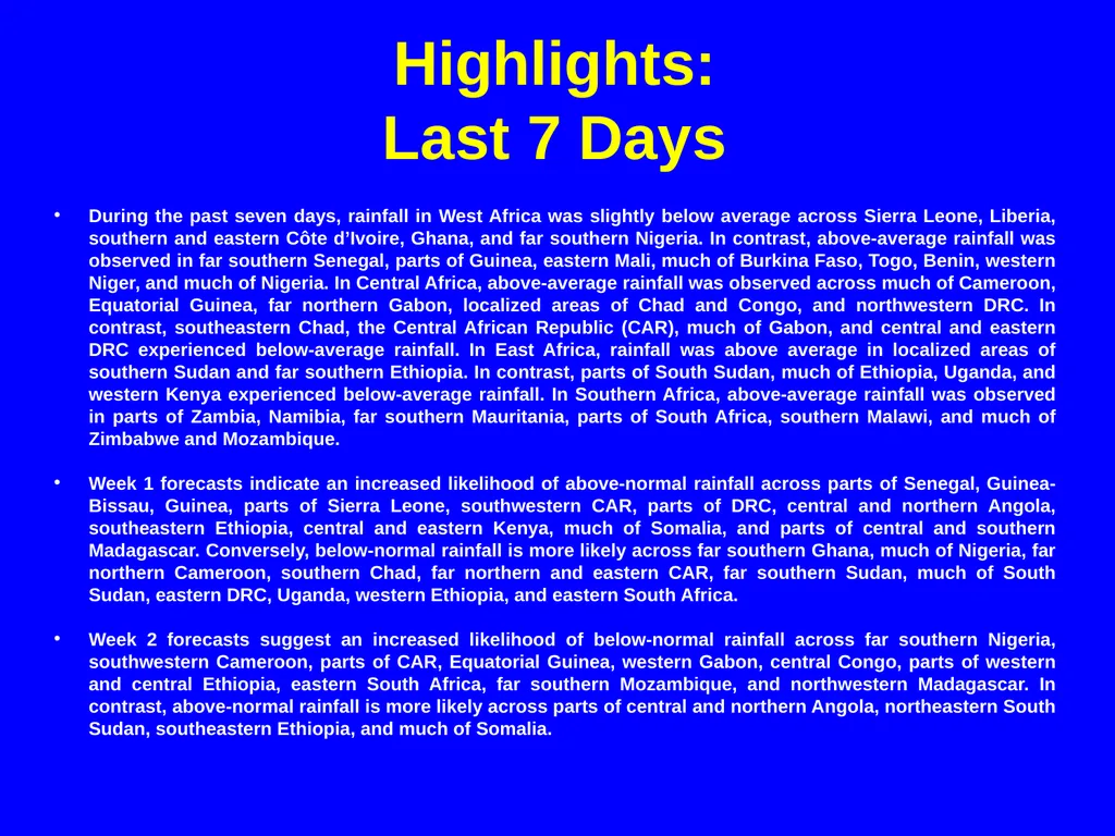 The African Monsoon Recent Evolution and Current - slide 3 of 12