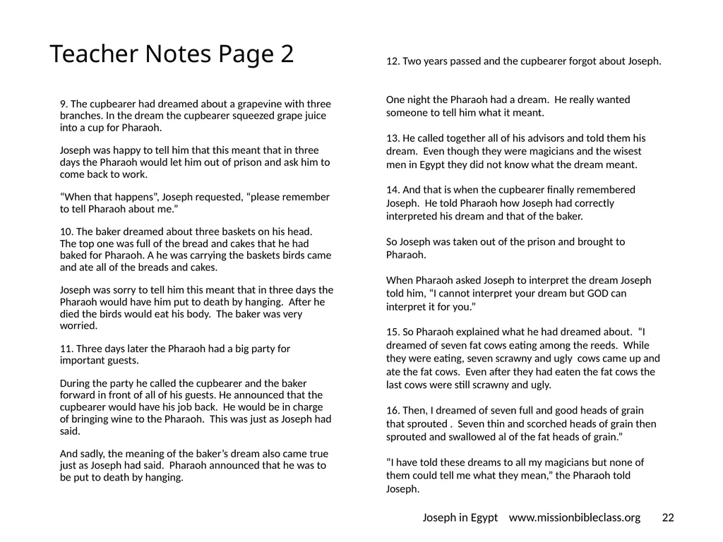 Genesis chapters 39 - 41 Joseph in Egypt - slide 22 of 24
