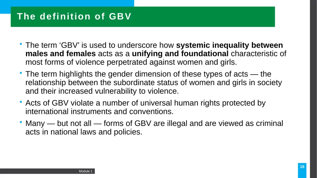 MODULE Introduction to gender-based violence (GBV) - slide 18 of 44
